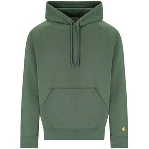 Carhartt Wip, Sweatshirts & Hoodies, Heren, Groen, L, Katoen, Groene Chase Hoodie Fleece Katoen