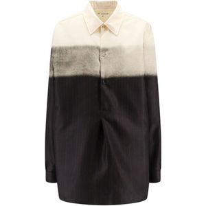 Maison Margiela, Blouses & Shirts, Dames, Zwart, M, Polyester, Zwarte knoopsluiting shirt met lange mouwen