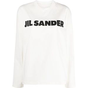 Jil Sander, Tops, Dames, Wit, M, Katoen, Klassieke T-shirts en Polos