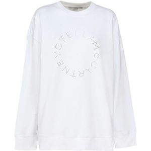 Stella McCartney, Sweatshirts & Hoodies, Dames, Wit, XS, Katoen, Logo Crew Neck Wit Sweatshirt