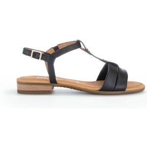 Gabor, Schoenen, Dames, Zwart, 37 EU, Zwarte leren platte sandalen