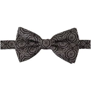 Dolce & Gabbana, Accessoires, Heren, Zwart, ONE Size, Zwart Wit Zijden Verstelbare Hals Papillon Stropdas