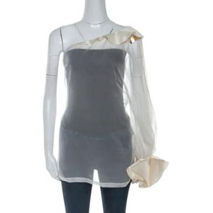Givenchy Pre-owned, Pre-owned, Dames, Beige, M, Organza, Pre-owned Silk tops