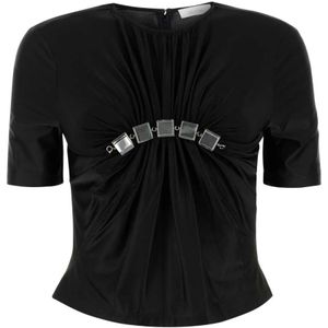 Paco Rabanne, Zwarte stretch viscose top Zwart, Dames, Maat:S