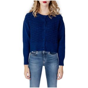 Only, Blauwe Cardigan met knopen Blauw, Dames, Maat:M