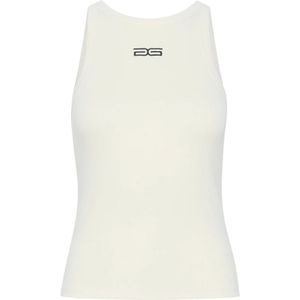 Gestuz, Tops, Dames, Beige, M, Katoen, Logo Tank Top & T-Shirts Zwart