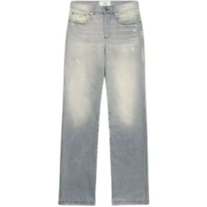 Ami Paris, Jeans, Dames, Grijs, W26, Katoen, Straight Fit Jeans in Gewassen Grijs