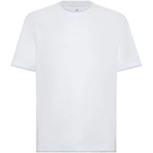 Brunello Cucinelli, Dubbele Laag Katoenen Jersey T-shirt Wit, Heren, Maat:M