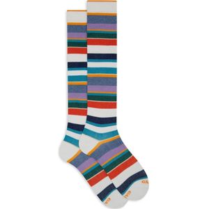 Gallo, Ondergoed, Dames, Veelkleurig, S, Katoen, Italiaanse lange sokken, Multicolor strepen