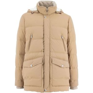 Brunello Cucinelli, Klassieke donsjas voor heren Beige, Heren, Maat:M