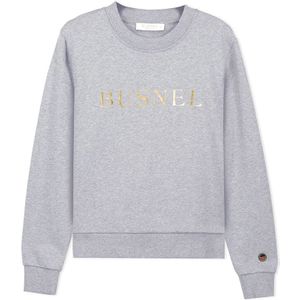 Busnel, Sweatshirts & Hoodies, Dames, Grijs, S, Katoen, Grijze Melange Sweatshirt - Klieke Ronde Hals