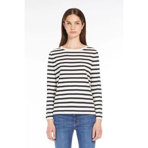 Max Mara Weekend, Tops, Dames, Blauw, S, Katoen, Blauw Crew-neck T-shirt 7/8 Mouwen