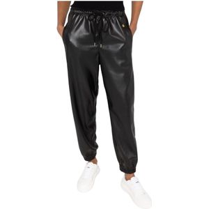 Stella McCartney, Zwarte Imitatie Leren Track Pants Zwart, Dames, Maat:2XS