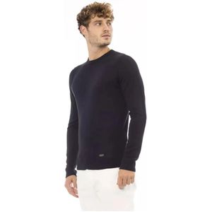 Baldinini, Truien, Heren, Blauw, XL, Blauwe Crew Neck Modal Sweater