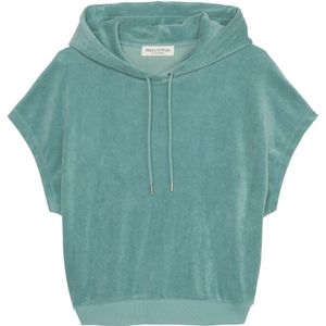Marc O'Polo, Sweatshirts & Hoodies, Dames, Groen, L, Regelmatige korte mouwen hoodie