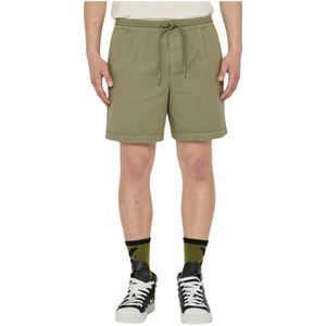 John Richmond, Korte broeken, Heren, Groen, L, Katoen, Elastische taille Felpa shorts met zakken