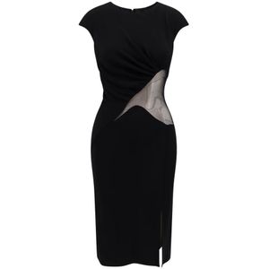 Givenchy, Zwarte jurk met korte mouwen en voorste split Zwart, Dames, Maat:XS