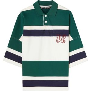 Palm Angels, Monogram Rugby Polo Shirt Beige, Heren, Maat:M