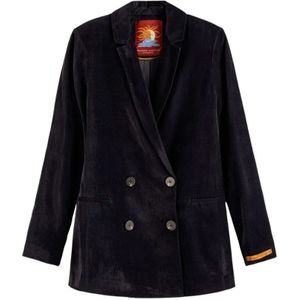 Scotch & Soda, Dubbelrijige Blazer Jas Zwart, Dames, Maat:M