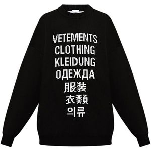 Vetements, Oversized Zwarte Wollen Trui Zwart, Heren, Maat:M