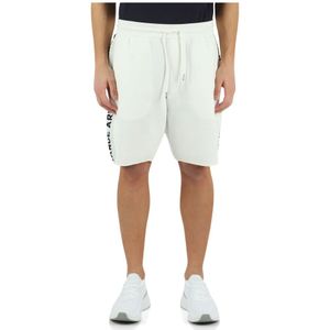 Armani Exchange, Korte broeken, Heren, Wit, S, Katoen, Sportieve katoenen shorts met logobanden