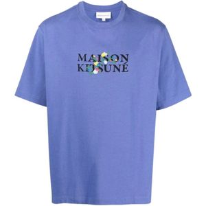 Maison Kitsuné, Tops, Heren, Paars, S, Katoen, T-Shirts