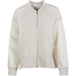 8Pm, Kiev Cardigan met Satijnen Inzetstukken Beige, Dames, Maat:S