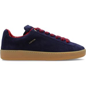 Lanvin, Schoenen, Heren, Blauw, 41 EU, Suède, ‘Lite Curb’ sneakers