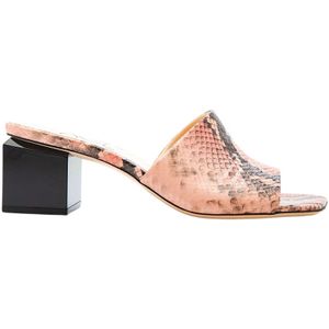 Attilio Giusti, Schoenen, Dames, Veelkleurig, 36 EU, Leer, Stijlvolle Python Print Muiltje Roze/Zwart