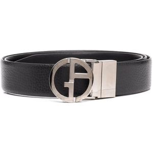 Giorgio Armani, Elegant Zwart Plaat Riem Zwart, Heren, Maat:ONE Size