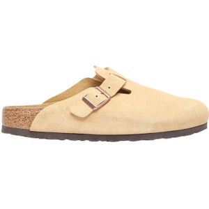 Birkenstock, Schoenen, Heren, Beige, 41 EU, Suède, Suède Muiltjes met Gesp Sluiting