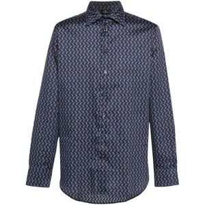 Etro, Blauw Paisley Print Overhemd Blauw, Heren, Maat:3XL