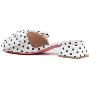 Dee Ocleppo, Schoenen, Dames, Wit, 38 EU, Polka Dot Bow Mule Sandalen