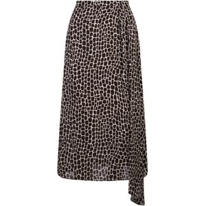 Msgm, Dierenprint Asymmetrische Viscose Lange Rok Veelkleurig, Dames, Maat:XS