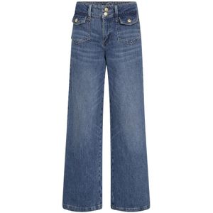 MOS Mosh, Jeans, Dames, Blauw, W29, Katoen, Wijde Hoge Taille Jeans Blauw