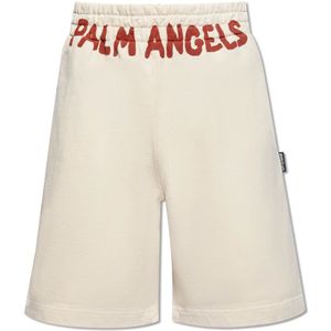 Palm Angels, Korte broeken, Heren, Beige, L, Katoen, Bedrukte shorts