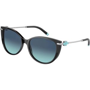Tiffany, Accessoires, Dames, Zwart, 57 MM, Zwart/Blauw Getinte Zonnebril