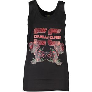 Cavalli Class, Tops, Dames, Zwart, XL, Dames Tanktop Zwart Brede Schouder Ronde Hals Print Logo