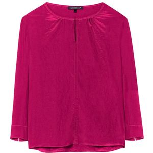 Luisa Cerano, Blouses & Shirts, Dames, Roze, M, Zijden Kraagloze Blouse Shirt