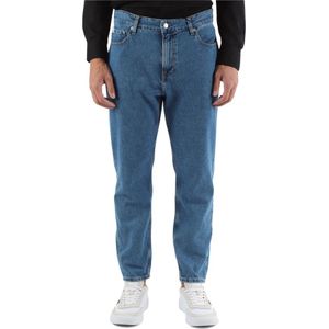 Calvin Klein Jeans, Jeans, Heren, Blauw, W34, Katoen, Dad Fit Cropped Jeans Vijf Zakken