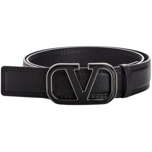 Valentino, Chic VLogo Leren Riem Zwart, Heren, Maat:95 CM