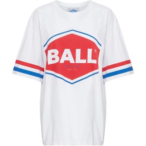 Ball, Tops, Dames, Wit, L, Katoen, Sportieve Oversized Tee met Gestreepte Print