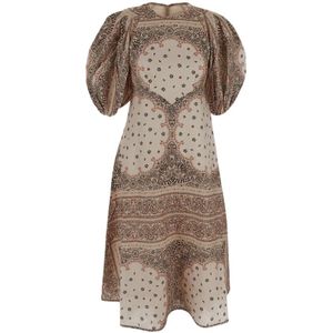 Zimmermann, Kleedjes, Dames, Beige, M, Linnen, Linnen Casual Jurk