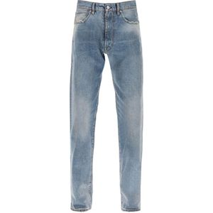 Maison Margiela, Jeans, Heren, Blauw, W33, Katoen, Stone Washed Distressed Loose Jeans