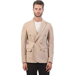 Mulish, Jassen, Heren, Beige, S, Slim Fit Dubbelbreasted Viscose Jas