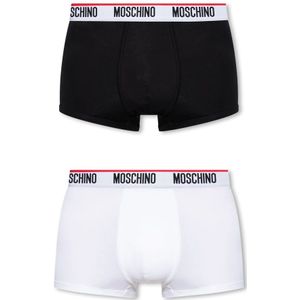 Moschino, Ondergoed, Heren, Zwart, S, Katoen, Merk boxershorts 2-pack