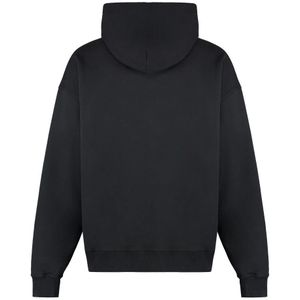 Dolce & Gabbana, Sweatshirts & Hoodies, Heren, Zwart, L, Katoen, Geribbelde Katoenen Hoodie met Zakken