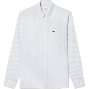 Lacoste, Overhemden, Heren, Veelkleurig, XL, Linnen, Linnen Regular Fit Overhemd Blauw/Blauw/Wit