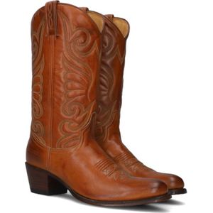 Sendra, Schoenen, Dames, Bruin, 39 EU, Leer, Cowboy geïnspireerde leren laarzen met vlammenpatroon