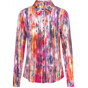 &Co Woman, Blouses & Shirts, Dames, Veelkleurig, XL, Polyester, Waterverf Blouse met Lange Mouwen